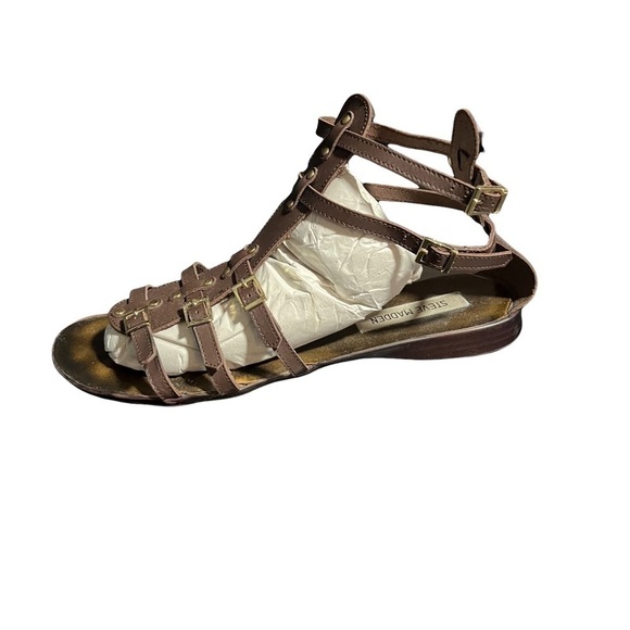 Shoes - STEVE MADDEN LEATHER GLADIATOR SANDALS SIZE 9.5 IN BROWN